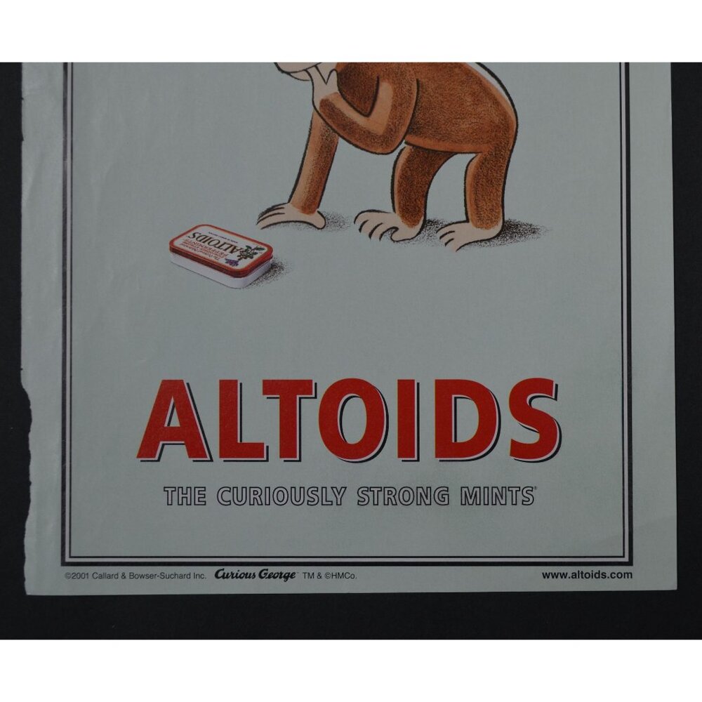 Altoids + Curious George Magazine Ad 2001 Vintage Peppermints Curiously Strong - Picture 4 of 5
